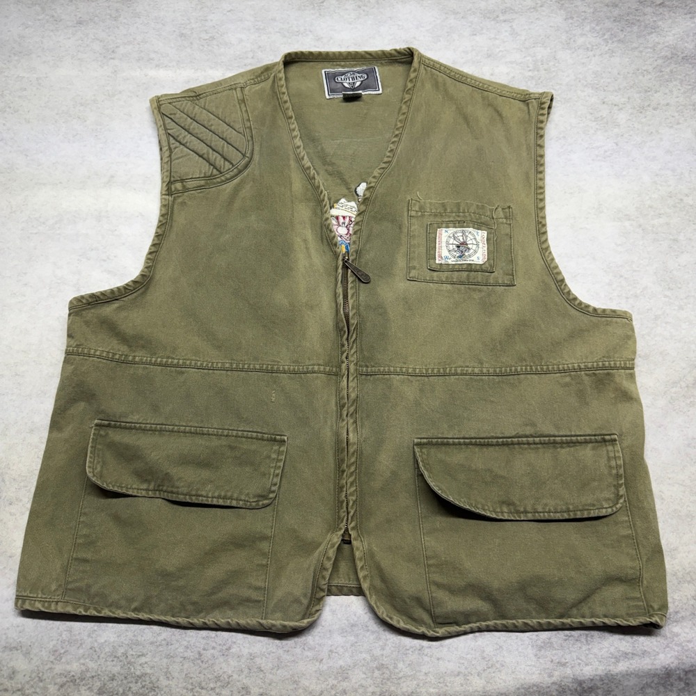 Vintage Looney‎ Tunes Safari Vest Olive Green L/XL Bugs Bunny 90s Acme Clothing